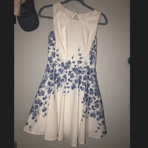 Blue and white floral dress